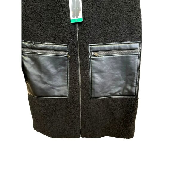 Marc NY Andrew Marc Sz XL Black Coat Tunis Faux Sherpa Midi Jacket NWT - Picture 6 of 9